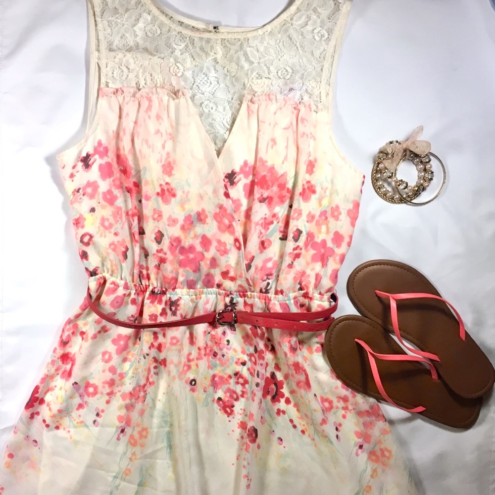 Kohl’s Candies Pink and White Lace Floral Dress
